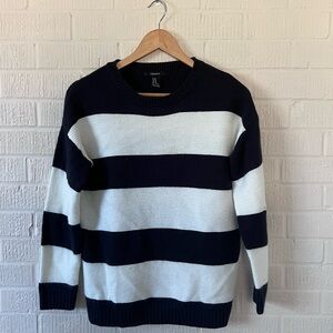 Forever 21 Black and White Striped Crewneck Sweater